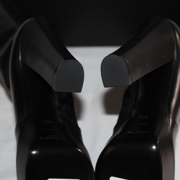 NWB Saint Laurent Taboo Platform Tall Black Leather Heels Boots Side Zip 40.5 - Picture 3 of 12